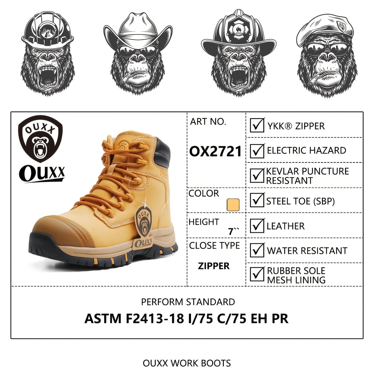 Men's Work & Safety Boots - Steel Toe Protection & Puncture Resistant 030757
