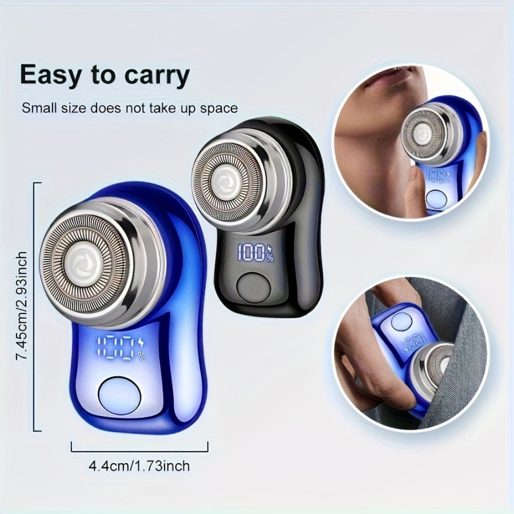 Portable Electric Razor for Men - Mini USB Rechargeable Electric Shaver, Fast Charging Cordless Beard Trimmer, Wet Dry Use, Travel & Home Office Business Gift for Men All Skin Types