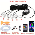 315-Inch 6-In-1 RGB Multi-Color Automotive LED Built-In Light Strip, Lighting Kit, Remote Control And APP Control, Automotive On-Board Plug-In LED Light Strip with Music Synchronization Mode, Battery-Free