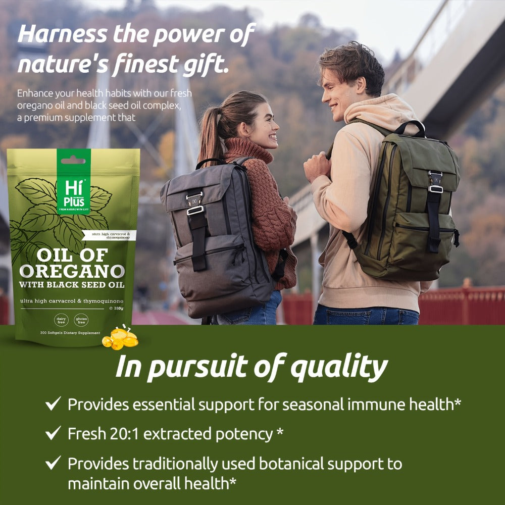 Oil of Oregano Softgels 300 Count 2-in-1 Formula with Black Seed Oil 200mg - 4X Strength Carvacrol Thymoquinone Plant-Based Gluten Free Daily Immune Support Supplement