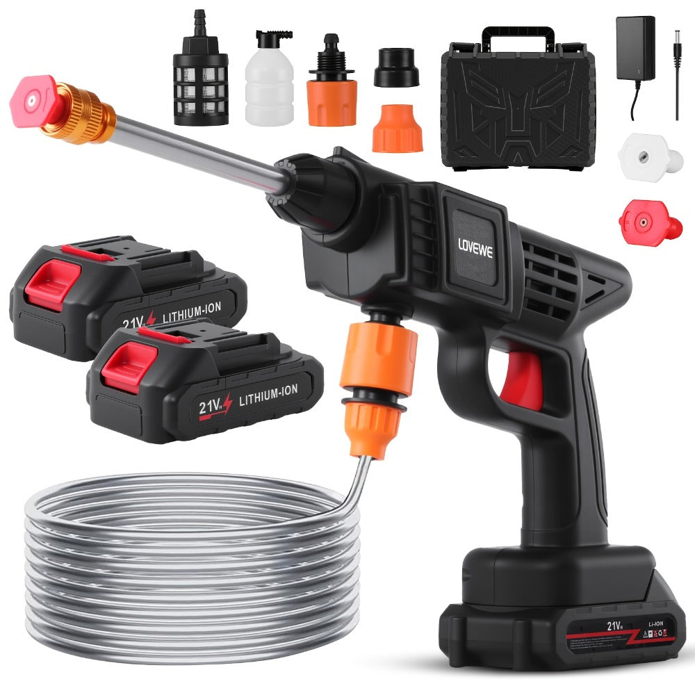 Cordless Pressure Washer 300W - 6-in-1 Nozzle, 1.3GPM Handheld Car Wash Gun with 15000mAh Battery, 60-Min Runtime for Car, Home, Garden & Floor Cleaning