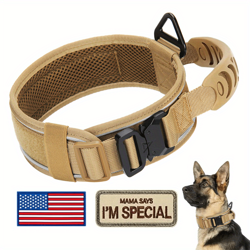 Tactical Dog Collar with Handle & Reflective Stitching – 2.6" Heavy Duty Nylon Collar for Medium & Large Dogs | M, L, XL