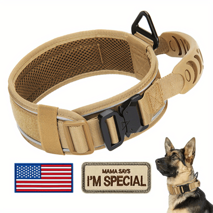 Tactical Dog Collar with Handle & Reflective Stitching – 2.6" Heavy Duty Nylon Collar for Medium & Large Dogs | M, L, XL