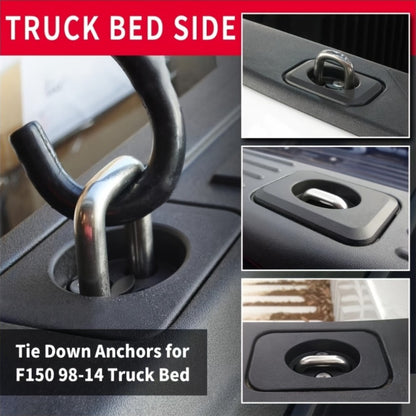 Truck Bed D-Ring Tie Down Anchors – Stainless Steel, No-Drill Install, Fits Ford F150 ‘98-’14, Super Duty ‘98-’16, Dodge RAM ‘95-’08, Chevy Silverado & GMC Sierra ‘88-’13 (2pc Set)