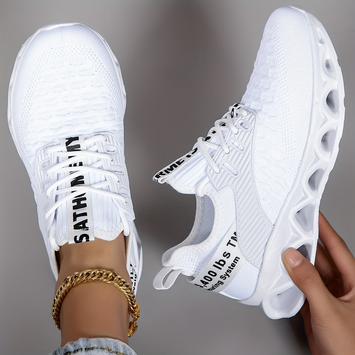 Women's White Lace Shoes - product view 3