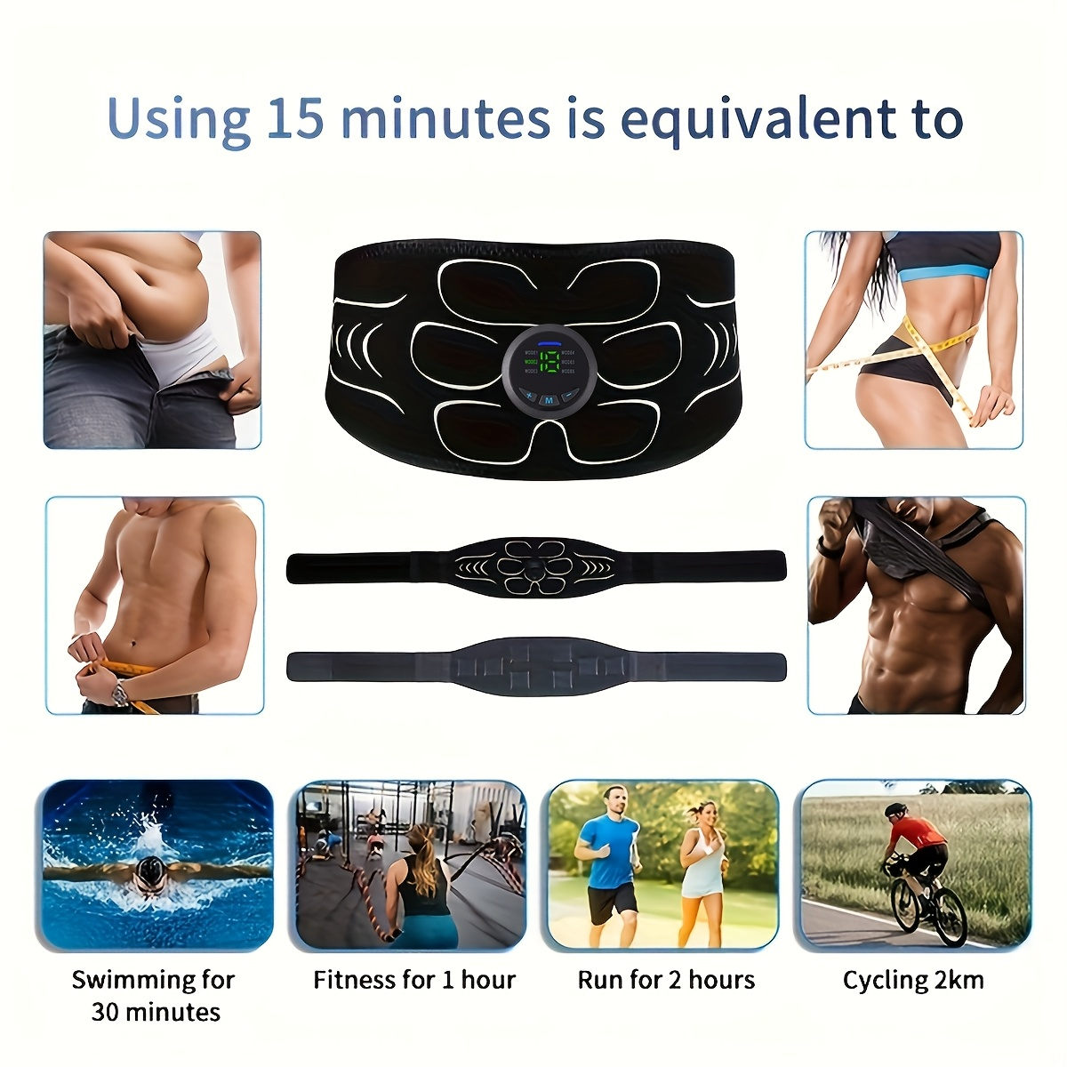 EMS Muscle Stimulator 3-Piece Set Rechargeable 6 Modes 18-Level Intensity for Muscle Training, Recovery & Pain Relief – Lithium Battery Powered