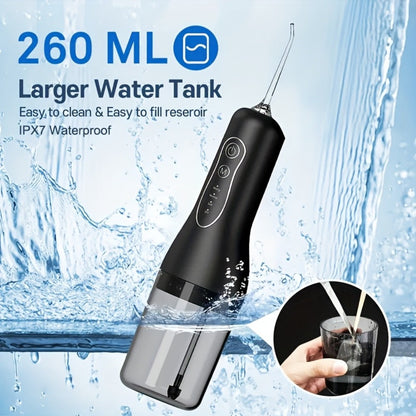 Water Flosser Cordless Oral Irrigator 4 Modes 4 Nozzles Rechargeable IPX7 Waterproof Portable Deep Cleaning Gum Care Dental Hygiene for Braces Travel Home Gift Black