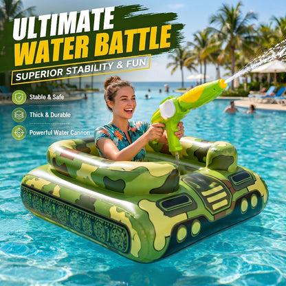 60 Inch Ride-On Inflatable Pool Float with Built-In Sprayer & 16-Inch Beach Ball for Adults – XL Heavy Duty Blow Up Raft for Swimming Pool Lake Beach, Summer Outdoor Water Toy Party Gift (Yellow & Green)