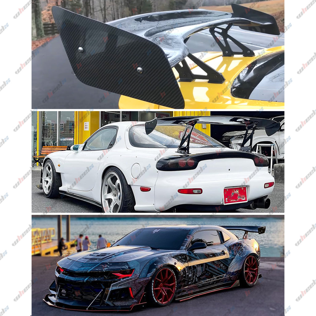 57 Inch Universal Rear Trunk Spoiler Wing GT Style ABS Racing Car Spoiler Compatible with Sedan Coupe Hatchback Wide Adjustable Rear Spoiler Wing Matt Black/ Glossy Black/ Carbon Fiber