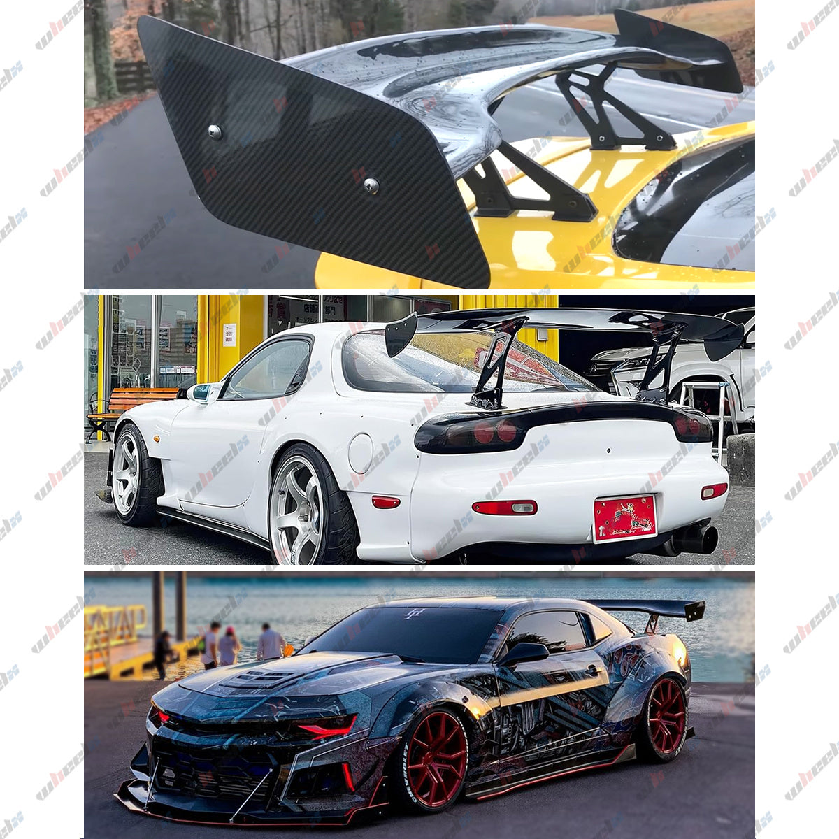 57 Inch Universal Rear Trunk Spoiler Wing GT Style ABS Racing Car Spoiler Compatible with Sedan Coupe Hatchback Wide Adjustable Rear Spoiler Wing Matt Black/ Glossy Black/ Carbon Fiber