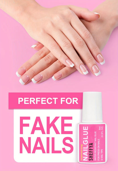 Brush-On Nail Glue Maximum Strength 0.27oz by SHEFFYA – Long-Lasting Mess-Free Precision Applicator for Press-On Nails, Nail Tips & Acrylic Nails, Salon & DIY Home Nail Art, 2pc 5pc 10pc Value Sets