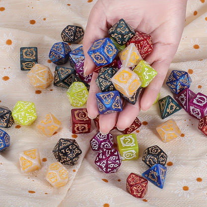 DnD Dice Set 49pcs Dragon Pattern Polyhedral Dice 7 Sets with Pouches – D4 D6 D8 D10 D12 D20 for Dungeons & Dragons RPG MTG Tabletop Games, 7 Colors Acrylic Gamer Gift