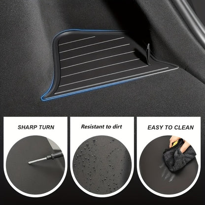 Tesla Model Y Juniper 2025 Trunk Side Storage Box with Lid – Left & Right TPE Cargo Organizer, Scratch-Resistant, Heavy-Duty Trunk Accessories, Black