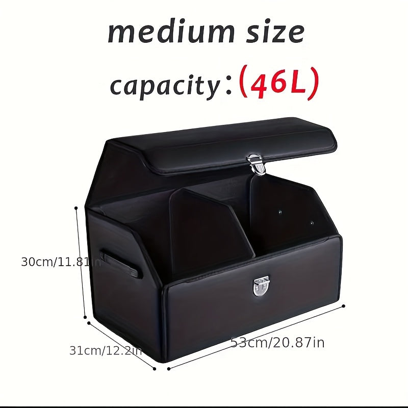 1pc Car Trunk Organizer with Lid, Collapsible Car Trunk Storage Organizer, Multi-Compartment Car Organizer for Auto, SUV, Truck, Minivan