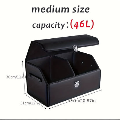1pc Car Trunk Organizer with Lid, Collapsible Car Trunk Storage Organizer, Multi-Compartment Car Organizer for Auto, SUV, Truck, Minivan