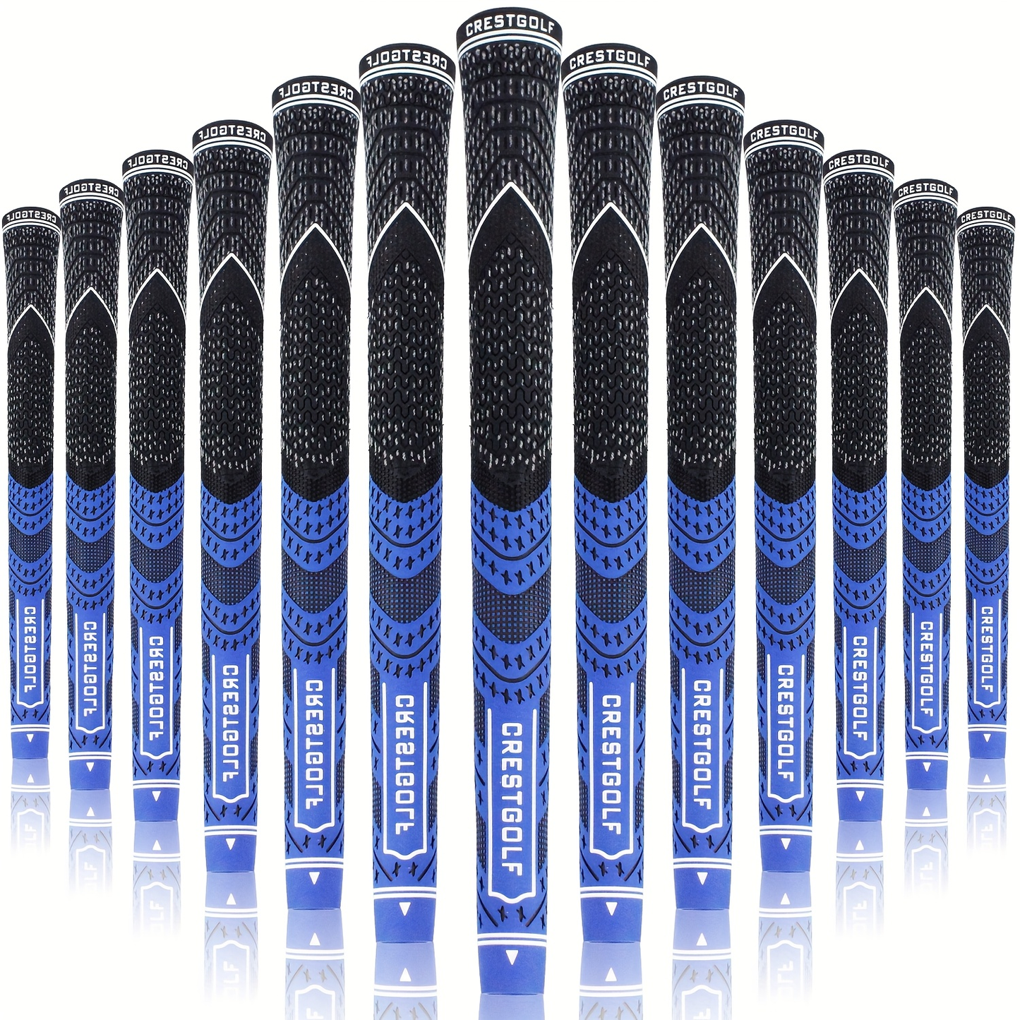 Midsize Golf Grips Set 13 Pack – All Weather Hybrid Rubber Golf Club Grips with Ecological Yarn Thread Technology, Multiple Colors, Fits Full Set of Clubs (Black, White, Red, Orange, Yellow, Blue, Gray)