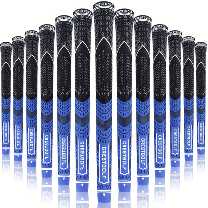 Midsize Golf Grips Set 13 Pack – All Weather Hybrid Rubber Golf Club Grips with Ecological Yarn Thread Technology, Multiple Colors, Fits Full Set of Clubs (Black, White, Red, Orange, Yellow, Blue, Gray)
