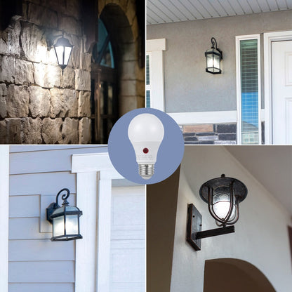 Dusk to Dawn Light Bulbs, A19 E26 Auto On Off Photocell Sensor LED Bulb 9W 60W Equivalent, 5000K Daylight / 2700K Soft White / 2000K Amber Bug Repelling, 800LM Non-Dimmable for Porch Garage Outdoor Indoor
