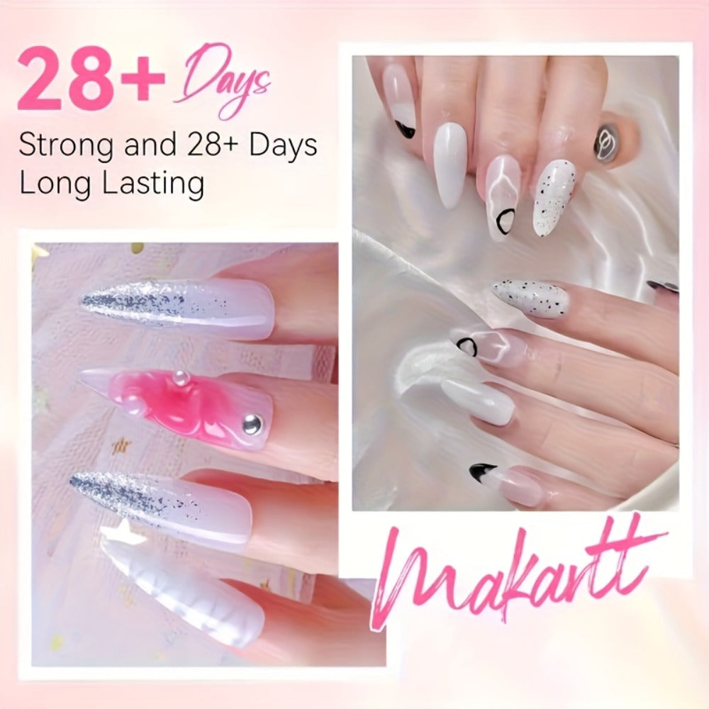 Poly Nail Gel Kit Hard Builder 6 Colors Clear Pink White — Nail Extension Thickening & Strengthening Gel for Brittle Thin Nails & French Manicure | Soak-Off UV LED Long-Lasting Salon & Home Use for Women