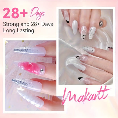 Poly Nail Gel Kit Hard Builder 6 Colors Clear Pink White — Nail Extension Thickening & Strengthening Gel for Brittle Thin Nails & French Manicure | Soak-Off UV LED Long-Lasting Salon & Home Use for Women