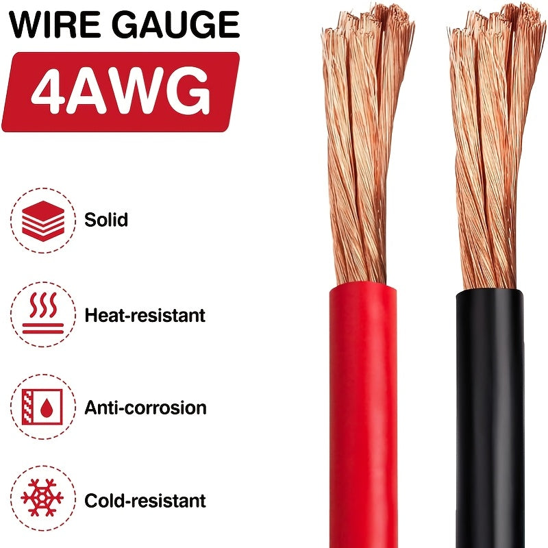 24ft Winch Quick Disconnect Power Cable, 4 AWG/ 6 AWG Heavy Duty Copper Wire with Quick Connect Plugs, 7ft