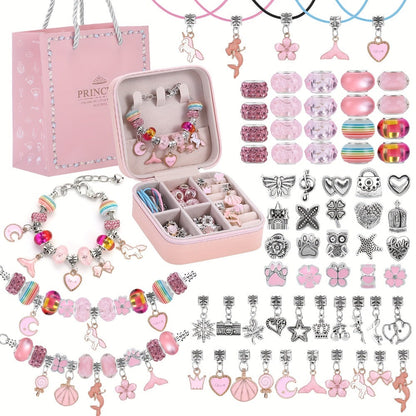 Bracelet Making Kit for Girls & Women – DIY Unicorn Mermaid Jewelry Craft Set with Portable Jewelry Box, Handmade Beaded Bracelet, Birthday Christmas Valentine's Day Graduation Gift