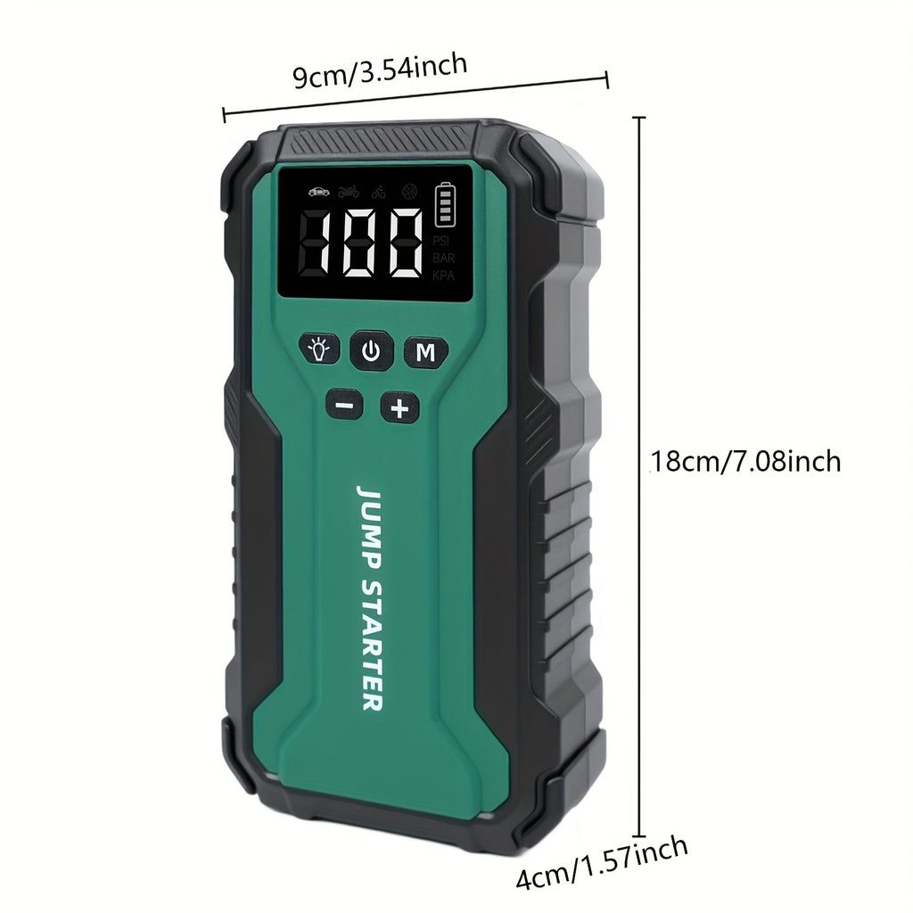 10000A 7-in-1 Multi-functional Emergency Start Power Supply with Air Pump, 150PSL Portable Car Battery Starter, Digital Tire Inflator, Suitable for 2.64 Gallon Gasoline Or 2.38 Gallon Diesel Battery, LED Emergency Light, Car Emergency Tool.