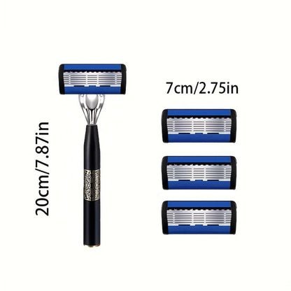 Replaceable Blade Razor for Men Stainless Steel Ultra-Sharp 36 or 72 Blades Anti-Slip Ergonomic Handle Smooth Safe Close Shave Daily Grooming Kit Travel Gift for Him