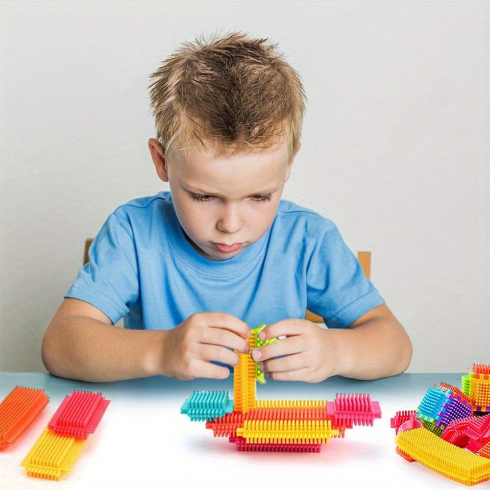 Hedgehog Bristle Blocks for Toddlers 150PCS – Soft Interlocking Brush Building Set, Sensory STEM Learning Toy for Kids Ages 2 3 4 5, Creative Open-Ended Educational Gift for Boys & Girls, Birthday Christmas Holiday