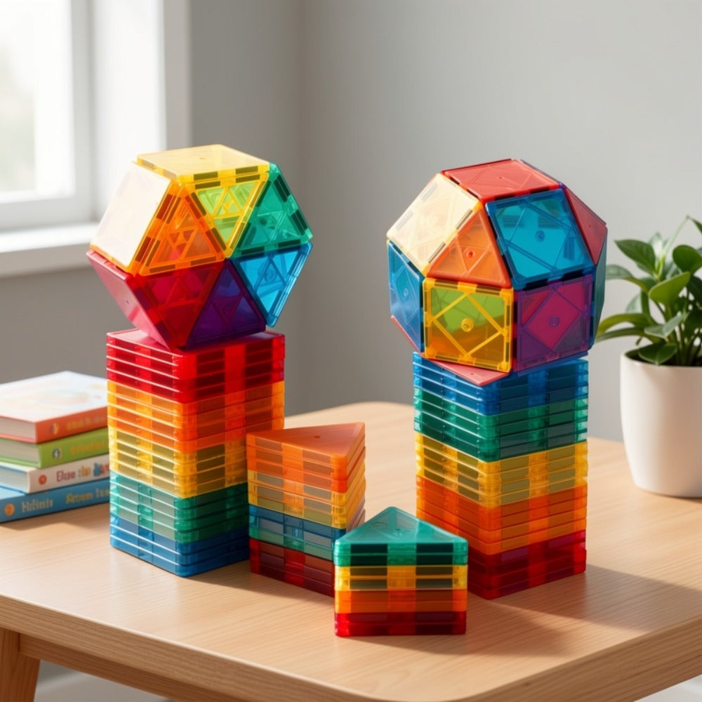 Toddler Magnetic Tiles 34 Piece Starter Set – STEM Magnetic Building Blocks for Kids Ages 3+, Creative Construction Toy for Boys & Girls, Birthday Christmas Gift