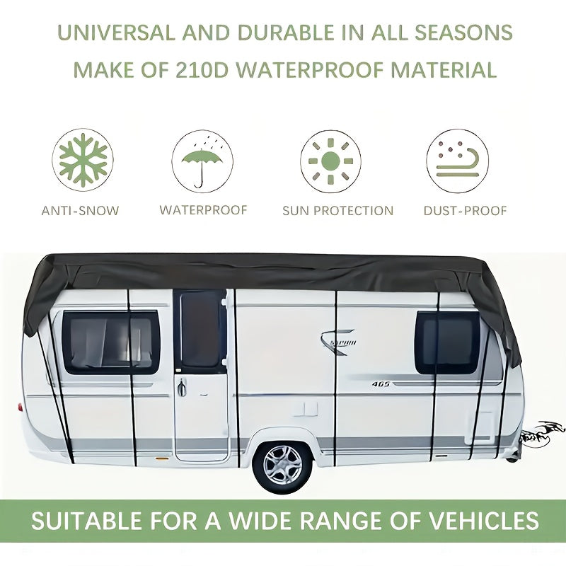 RV & Motorhome Cover, Polyester Travel Trailer Protector, Snow Frost Leaf Dust Rain Sun Protection, with Convenient Storage Bag, Adjustable Straps + Hooks, Easy Installation RV & Trailer Covers