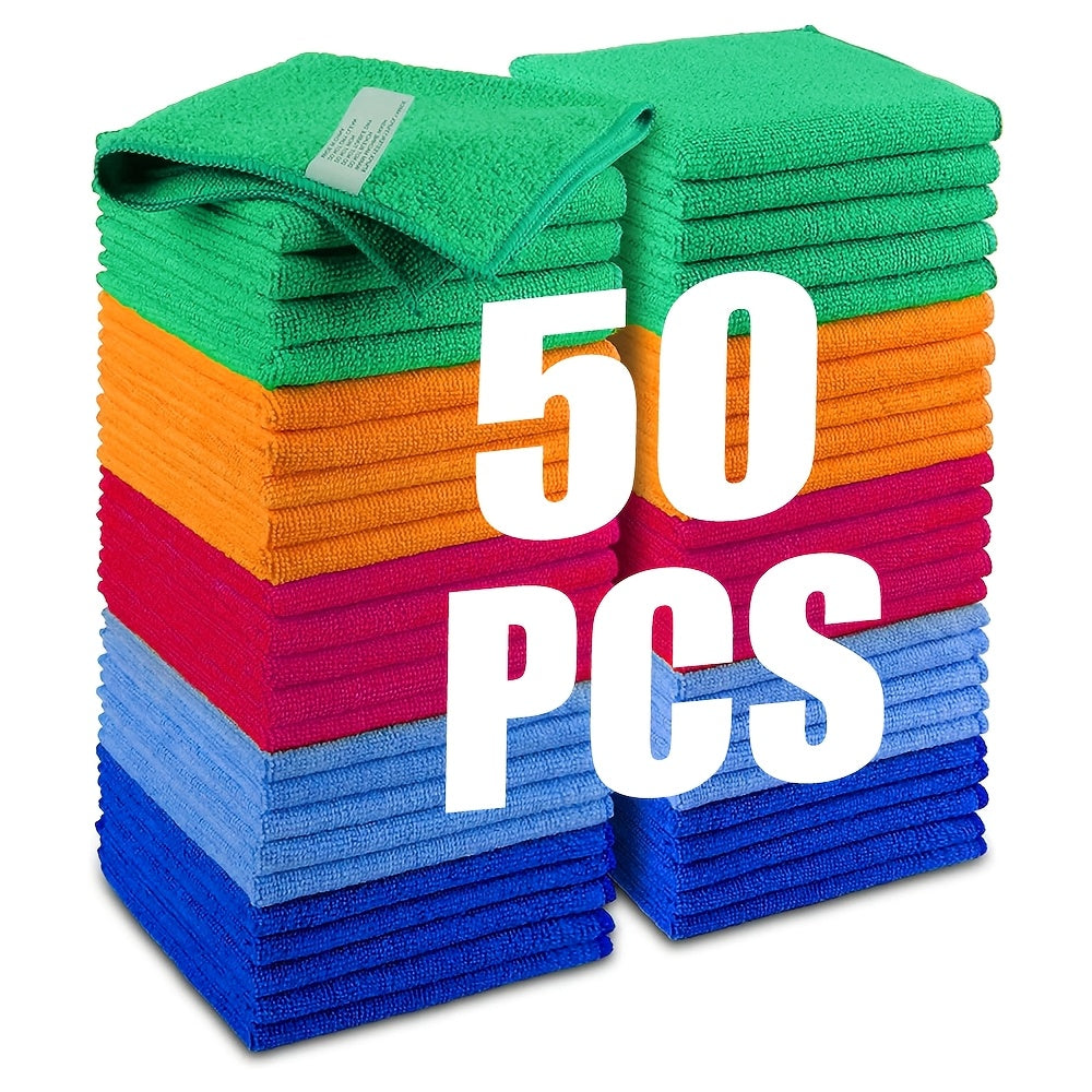 50/60pcs Ultra-Soft Microfiber Cleaning Cloths - Quick-Drying, Absorbent And Streak-Free, Multifunctional Household Rags for Kitchen, Bathroom, And General Cleaning - Durable, Reusable, And Machine Washable - Essential Reusable Cleaning Supplies