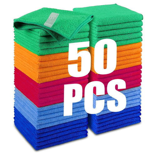 50/60pcs Ultra-Soft Microfiber Cleaning Cloths - Quick-Drying, Absorbent And Streak-Free, Multifunctional Household Rags for Kitchen, Bathroom, And General Cleaning - Durable, Reusable, And Machine Washable - Essential Reusable Cleaning Supplies