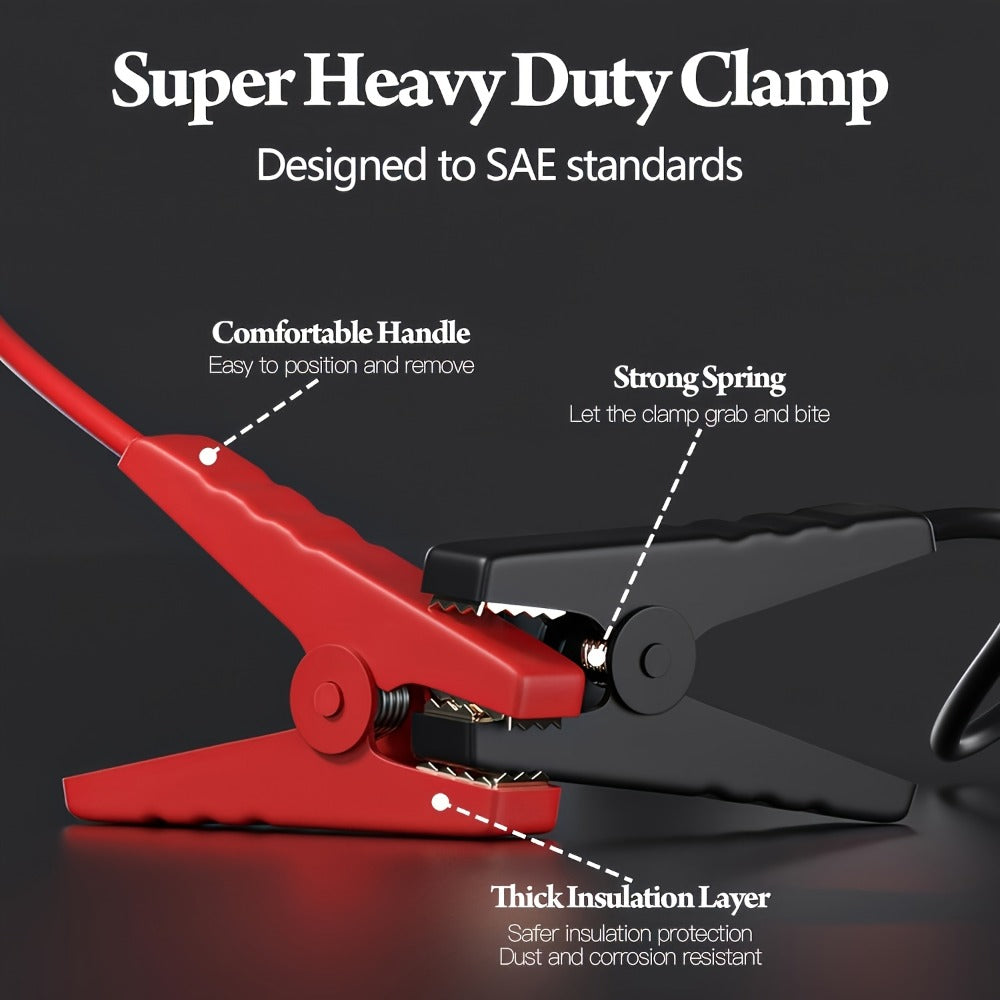 Jump Starter Cable Clip for 20V Tool Battery - 8AWG 5.9FT Portable Car Boost Cable 12V-24V, No Internal Battery Needed