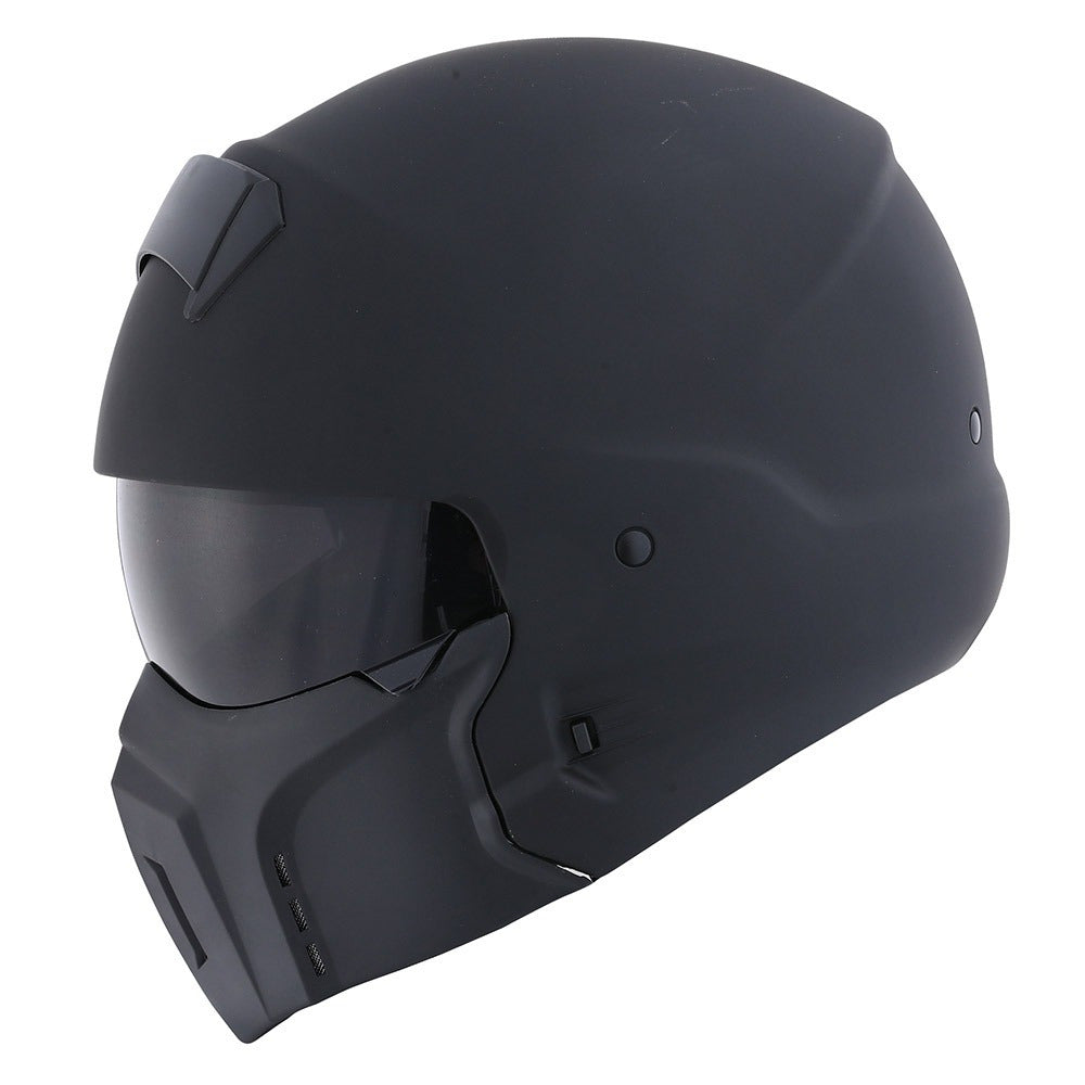 Convertible Motorcycle Helmet Full Face & Open Face 2-in-1 – Detachable Visor, Face Mask & Smoked Shield, Aerodynamic Thermoplastic Shell, Classic Style, Adult S/M/L/XL