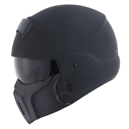 Convertible Motorcycle Helmet Full Face & Open Face 2-in-1 – Detachable Visor, Face Mask & Smoked Shield, Aerodynamic Thermoplastic Shell, Classic Style, Adult S/M/L/XL