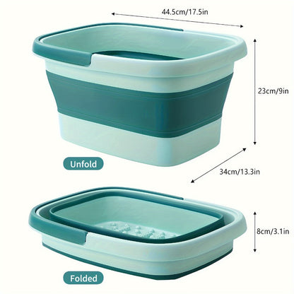 Large Collapsible Foot Soak Tub 15L 4 Gallon Foot Bath Basin Massage Acupoints Handles Foldable Multifunction Plastic Bucket Pedicure Bowl Home Spa Deep Soak Foot Relief Green