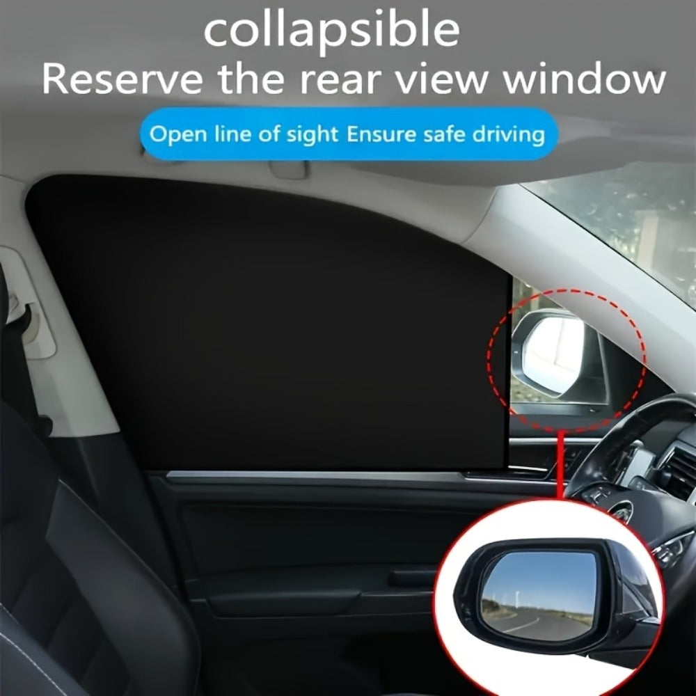 Car Sunshade Magnetic 4-Piece Set with 8 Magnets | Black Mesh UV Protection Window Blocker, Privacy Screen, Easy Install, Summer Sun Shield for Side & Rear Windows