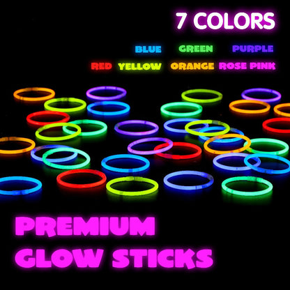 144-Piece Glow Sticks Bulk Pack 8 Inch – 7 Colors Glow in the Dark Bracelets & Necklaces for Halloween Christmas New Year Party Supplies Favors Concerts Festivals