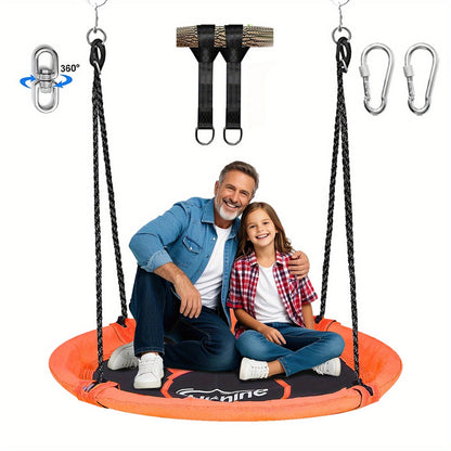 43 Inch Saucer Swing for Kids Outdoor – 360° Spinning Nest Swing with Swivel, Adjustable Ropes & Hanging Straps for Tree or Swing Set | Best Backyard Birthday Gift for Boys and Girls