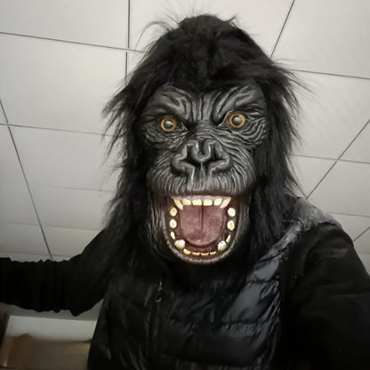 Elephant Monkey Latex Full Head Mask Realistic – Black White Animal Costume Mask for Adults Halloween Costume Parties Cosplay Prank Photo Prop Birthday Gift Durable
