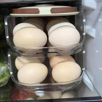 Egg Organizer for Refrigerator, Multi-Layer Auto-Rolling Egg Rack with Large Capacity – Space-Saving Egg Storage Dispenser for Fridge, Cabinet & Countertop, Ideal for Busy Families