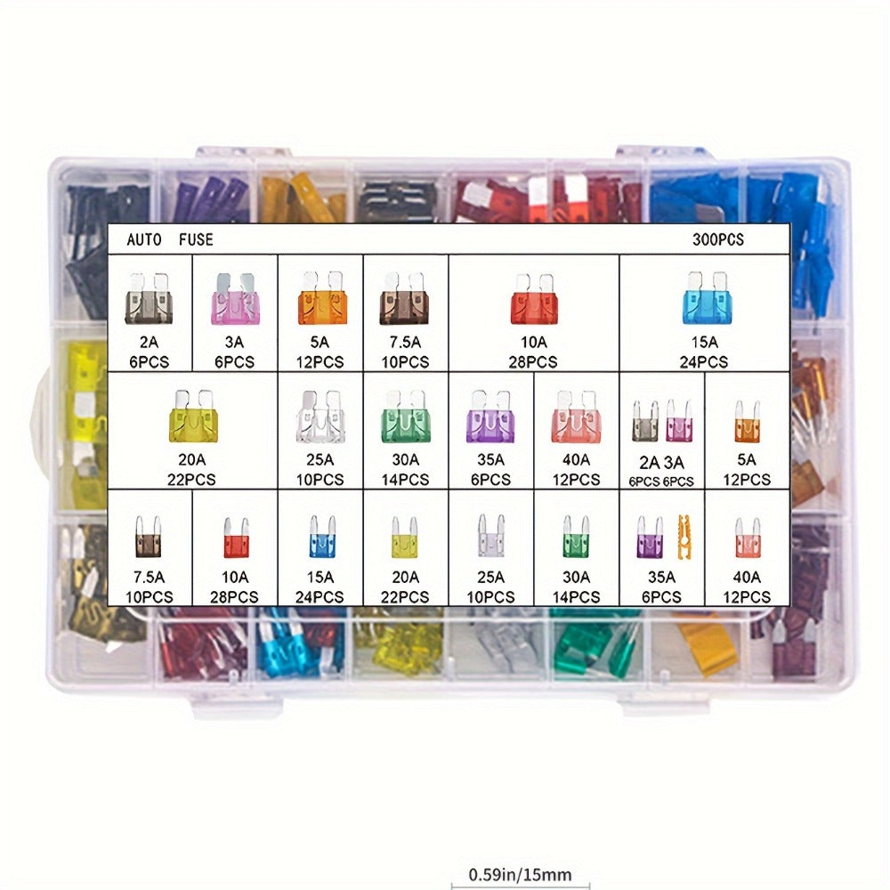 600pcs Truck Blade Fuse Kit (2 Boxes, 300pcs Each) | Complete Automotive Fuse Assortment for Vehicle Maintenance - Essential Truck & Car Fuse Set with Mixed Amperages - Reliable Auto Accessories for Repairs by JAHY2TECH