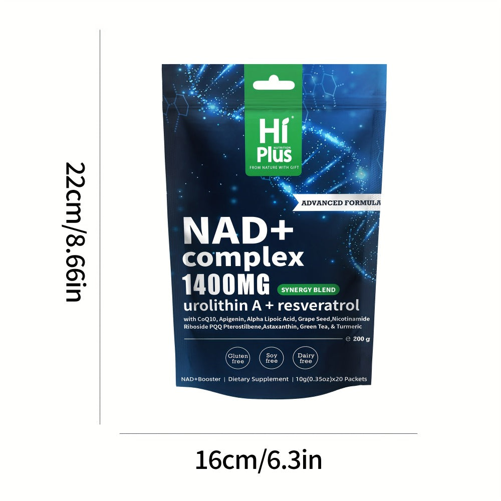 NAD+ 1400mg Liposomal Energy Bar with Niacinamide Ribofuronate & Resveratrol - Cellular Energy Focus & Anti-Aging Supplement - Sweet Berry Flavor 20 Individually Portable Packs
