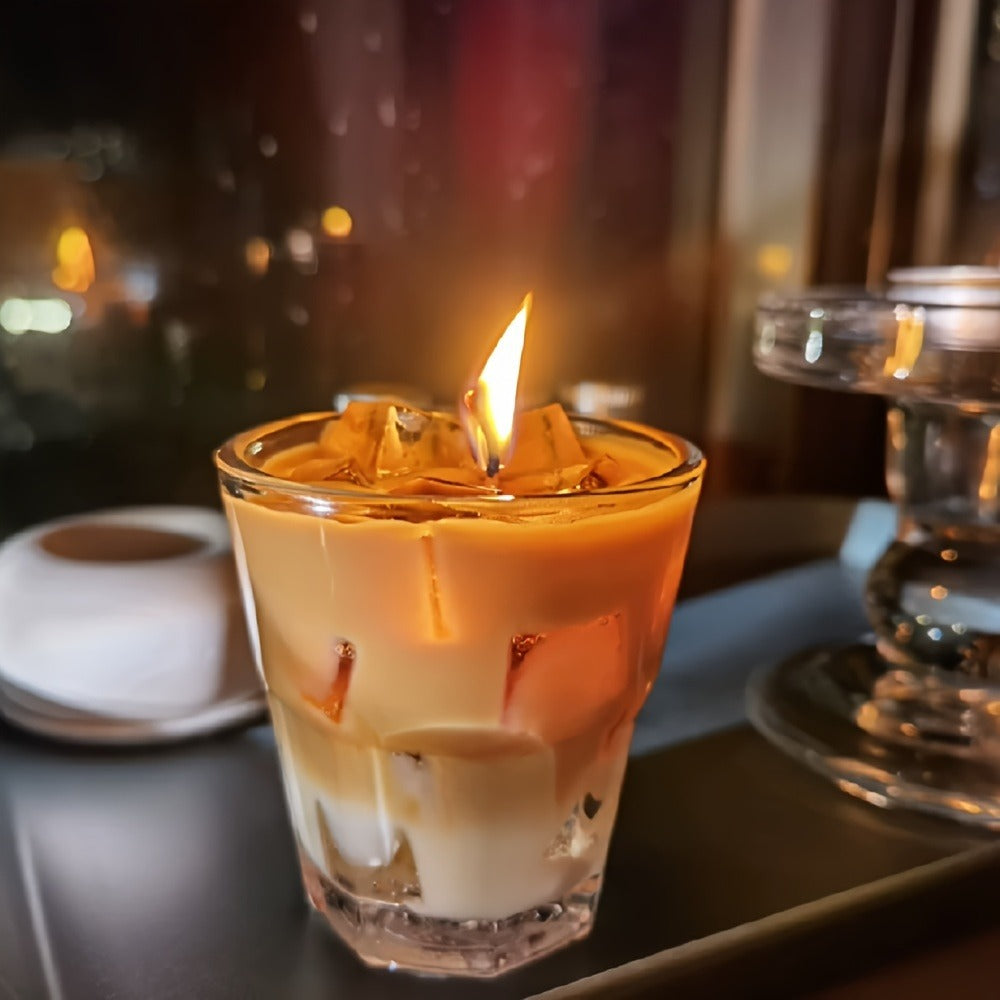 Coffee Candle Handcrafted – 200g Iced Coffee Scented Soy Candle in Single Cup Design, Rich Coffee Aroma for Indoor Fragrance, Instagram-Style Niche Birthday Gift Box for Coffee Lovers