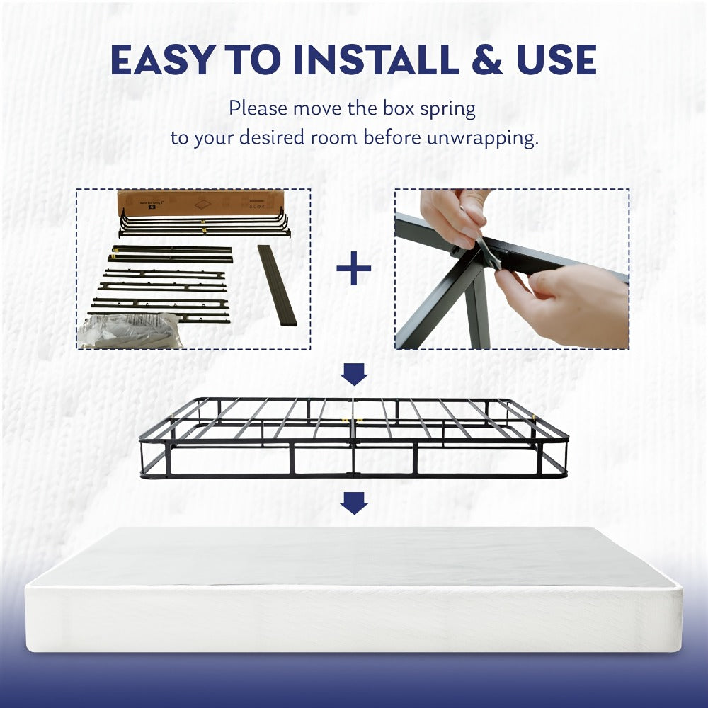 9-Inch Metal Box Spring with Memory Foam for Practical Everyday Home Use in Bedroom detail image - detail view 5