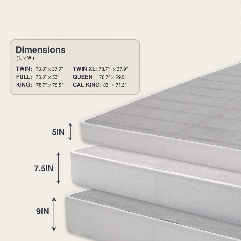 9-Inch Metal Box Spring with Memory Foam for Practical Everyday Home Use in Bedroom detail image - detail view 8