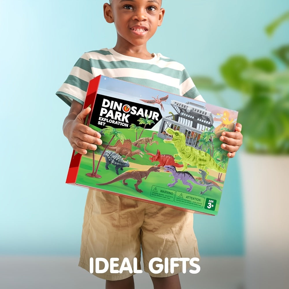 Dinosaur Toys for Kids 19pcs with Play Mat & Storage Cage – Realistic Dinosaur Figures Playset for Boys Girls Ages 3+, Birthday Gift, Christmas Gift, Party Favor