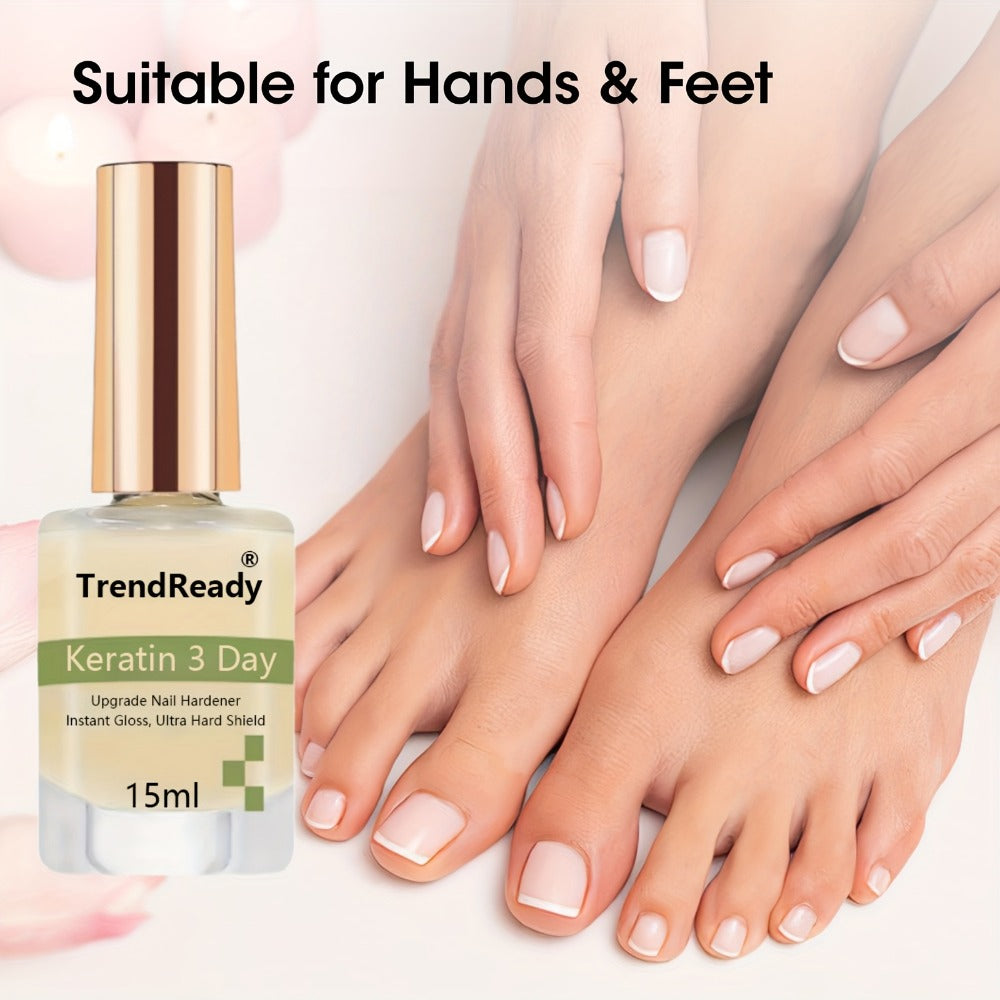 Nail Hardener 2 Bottles Extra Strong & Jelly Nude - Keratin Ridge Filler Base Coat for Weak Damaged Brittle Nails, Strengthening Nail Polish Treatment for DIY Gel Manicure, Home Salon Nail Art Women