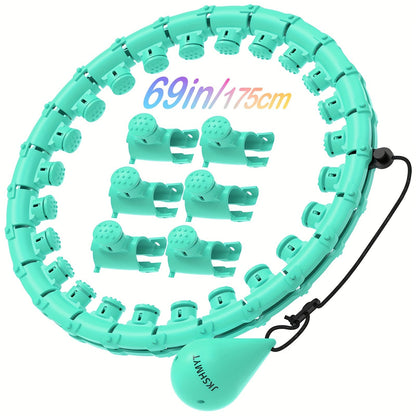 Weighted Hula Hoop Exercise Ring 69" – Smart Pilates Circle with 30 Detachable Knots, Plus Size Adjustable Fitness Hoop for Adults, Beginners & Core Workout